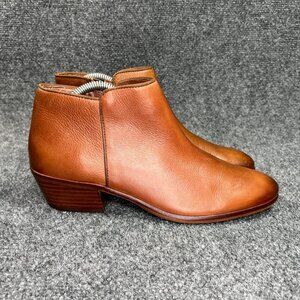 Sam Edelman Petty Ankle Bootie Women's Size 8.5 Brown Leather Almond Toe Boots